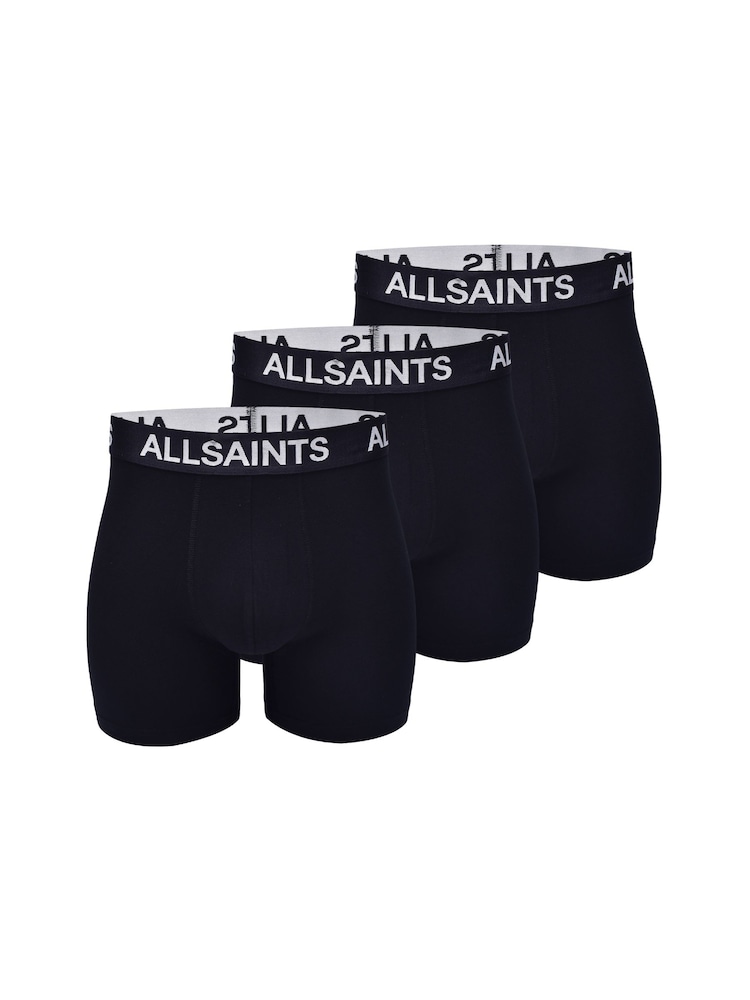 AllSaints Black Boxer Briefs With Contour Pouch 3 Pack - Image 1 of 5