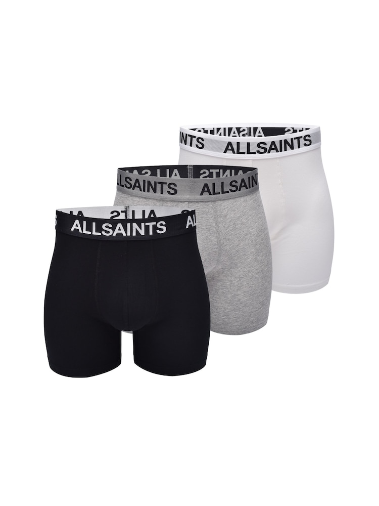 AllSaints Black Boxer Briefs With Contour Pouch 3 Pack - Image 1 of 6