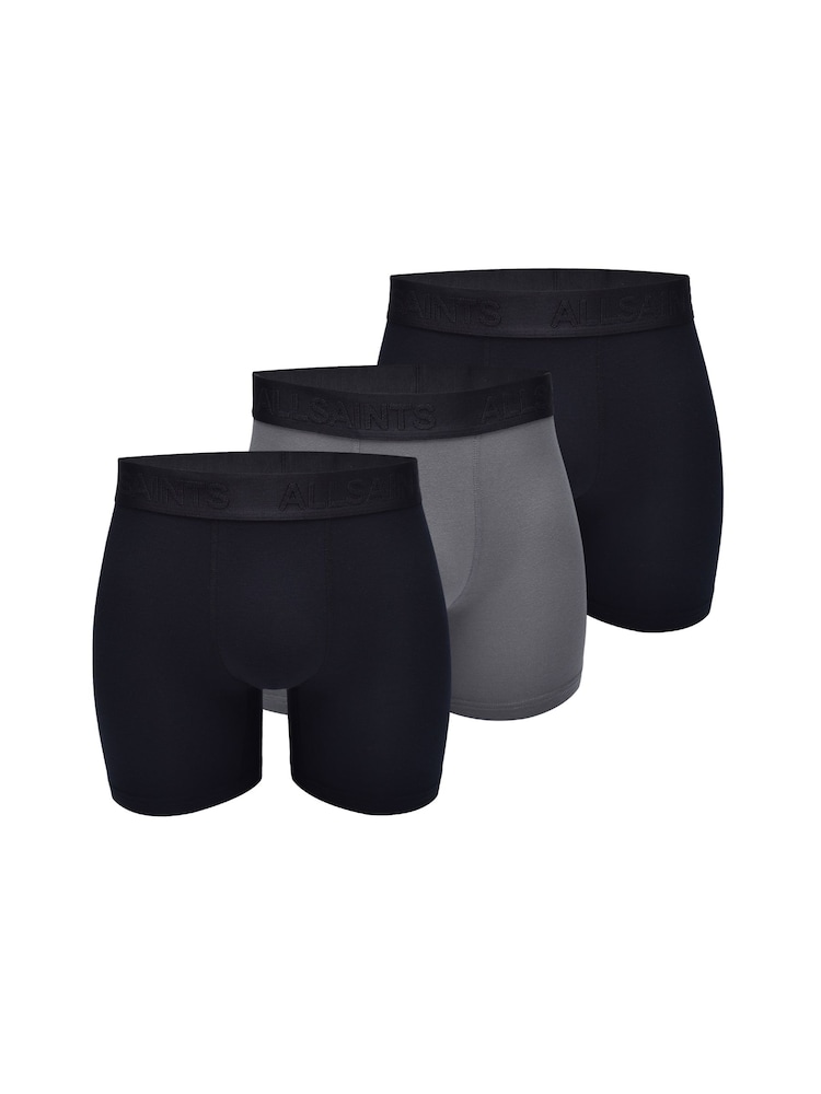 AllSaints Black Boxer Briefs With Contour Pouch 3 Pack - Image 1 of 6