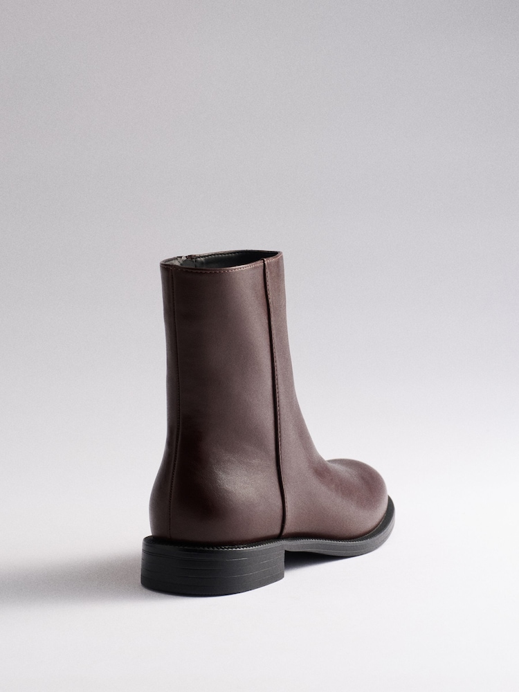 The Set Casual Round Toe Flat Ankle Boots Brown - Image 2 of 3