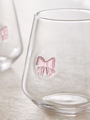 Set of 2 Pink Bow Tumbler Glasses - Image 2 of 3