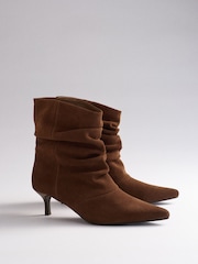 The Set Suede Slouch Heel Ankle Boots Tan Brown - Image 2 of 5