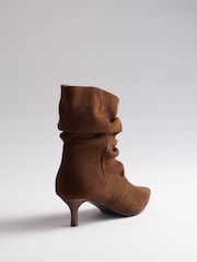 The Set Suede Slouch Heel Ankle Boots Tan Brown - Image 3 of 5