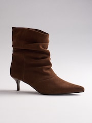 The Set Suede Slouch Heel Ankle Boots Tan Brown - Image 4 of 5