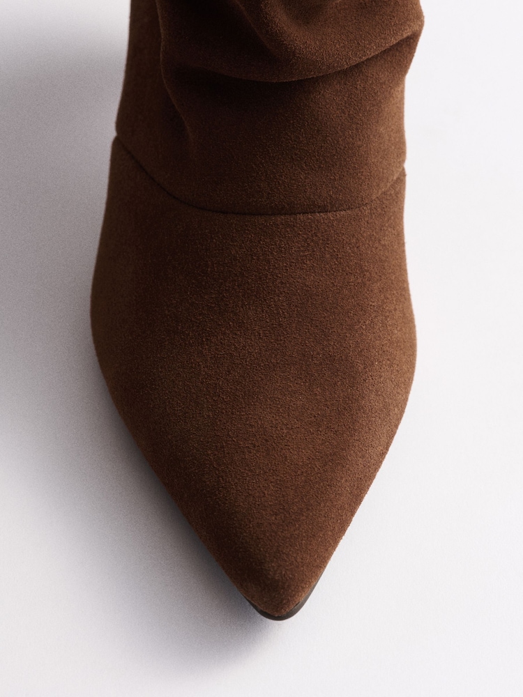 The Set Suede Slouch Heel Ankle Boots Tan Brown - Image 5 of 5