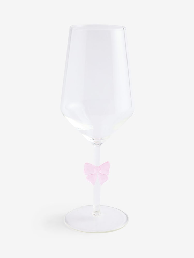 Set of 2 Pink Bow Stem Wine Glasses - Image 3 of 3 Set of 2 Pink Bow Stem Wine Glasses - Image 3 of 3