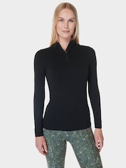 Sweaty Betty Black Mindful Flex Half Zip Long SLeeve Top - Image 1 of 6