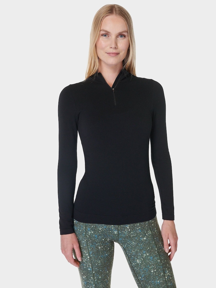 Sweaty Betty Black Mindful Flex Half Zip Long SLeeve Top - Image 1 of 6 Sweaty Betty Black Mindful Flex Half Zip Long SLeeve Top - Image 1 of 6