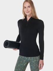 Sweaty Betty Black Mindful Flex Half Zip Long SLeeve Top - Image 4 of 6