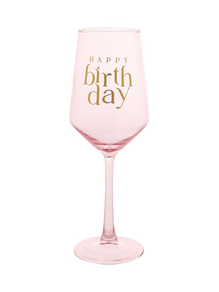 Widdop Pink Happy Birthday Wine Glass - Image 1 of 2