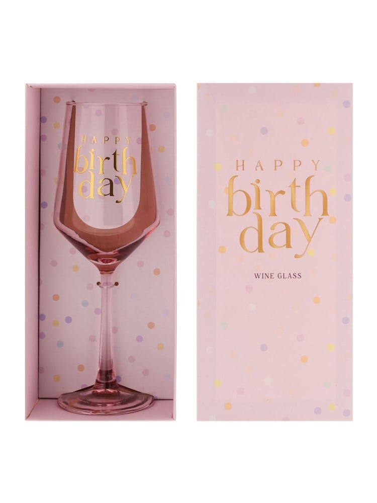 Widdop Pink Happy Birthday Wine Glass - Image 2 of 2
