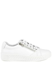 Pavers White Wide Fit Leather Breathable Platform Trainers - Image 1 of 6