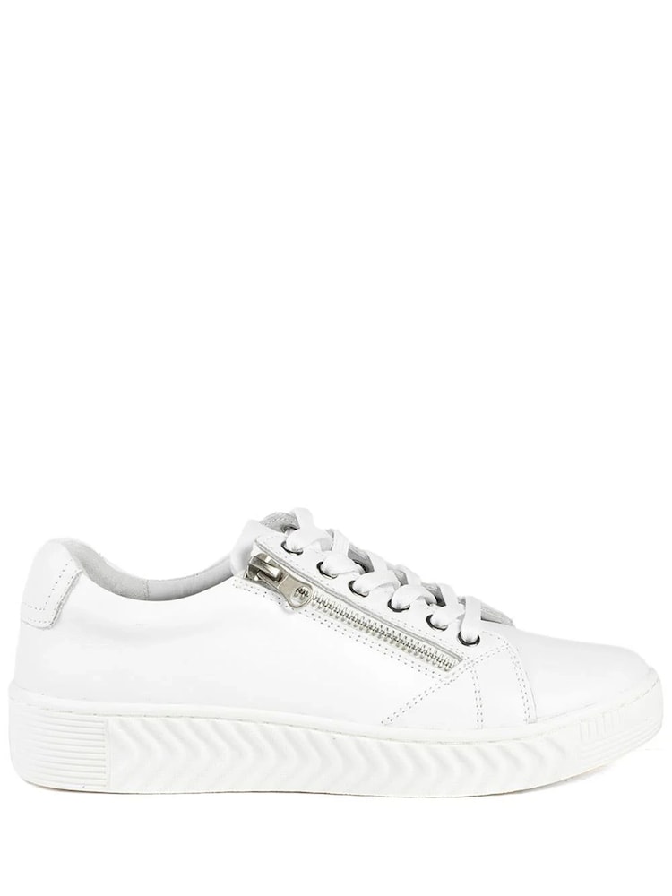 Pavers White Wide Fit Leather Breathable Platform Trainers - Image 1 of 6 Pavers White Wide Fit Leather Breathable Platform Trainers - Image 1 of 6