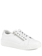 Pavers White Wide Fit Leather Breathable Platform Trainers - Image 2 of 6