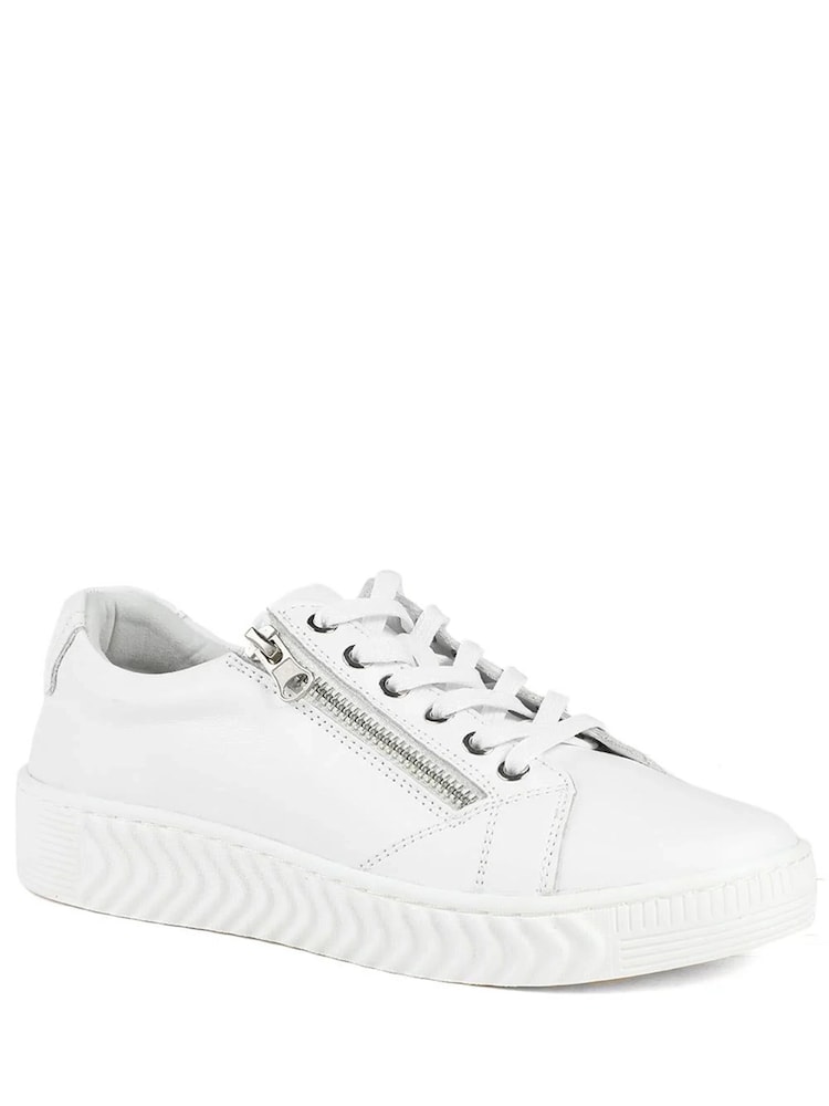 Pavers White Wide Fit Leather Breathable Platform Trainers - Image 2 of 6 Pavers White Wide Fit Leather Breathable Platform Trainers - Image 2 of 6