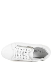 Pavers White Wide Fit Leather Breathable Platform Trainers - Image 3 of 6