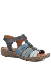 Pavers Blue Premium Leather Adjustable Fasten Sandals - Image 2 of 5