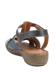 Pavers Blue Premium Leather Adjustable Fasten Sandals - Image 4 of 5