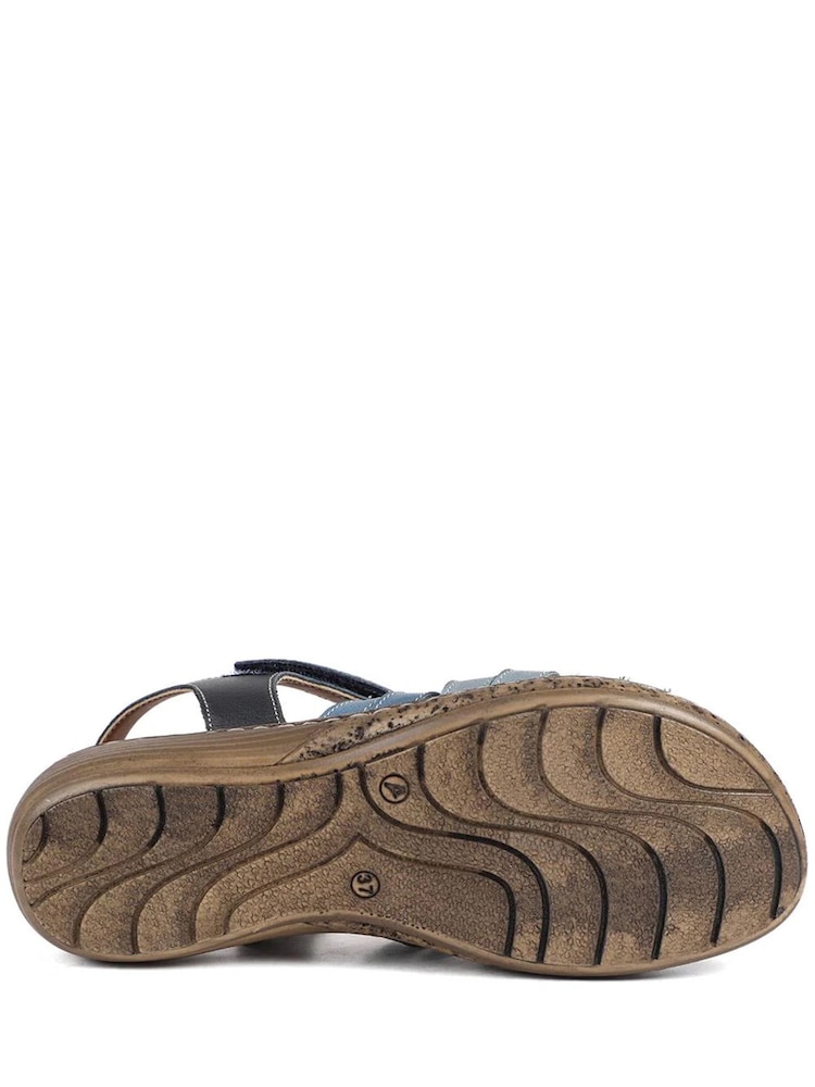 Pavers Blue Premium Leather Adjustable Fasten Sandals - Image 5 of 5