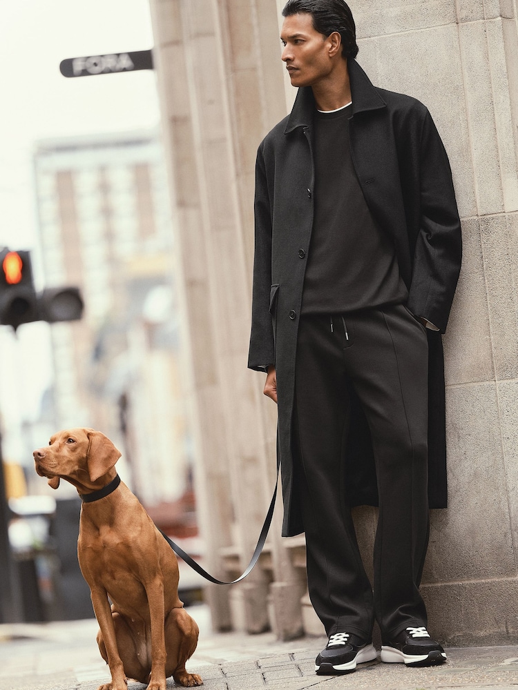 Reiss Black Rivo Premium Interlock Relaxed-Fit Joggers - Image 1 of 8 Reiss Black Rivo Premium Interlock Relaxed-Fit Joggers - Image 1 of 8