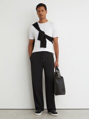 Reiss Black Rivo Premium Interlock Relaxed-Fit Joggers - Image 3 of 8