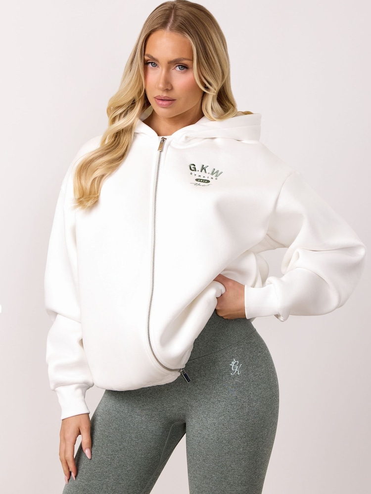 Gym King White Composure Full Zip Hoodie - Image 2 of 4