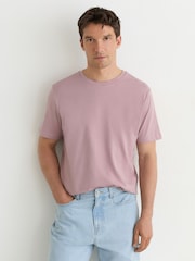 Reiss Dusty Rose Bless Cotton Crew-Neck Tailored-Fit T-Shirt - Image 1 of 5