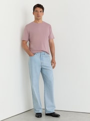 Reiss Dusty Rose Bless Cotton Crew-Neck Tailored-Fit T-Shirt - Image 3 of 5