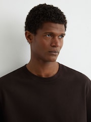 Reiss Chocolate Brown Tate Cotton Relaxed-Fit T-Shirt - Image 4 of 7