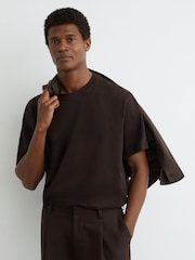 Reiss Chocolate Brown Tate Cotton Relaxed-Fit T-Shirt - Image 5 of 7