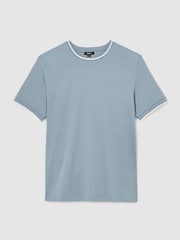 Gedecktes Blau - Reiss Ainsley Air-Water Cotton Tipped Tailored-Fit T-Shirt - Bild 2 von 6