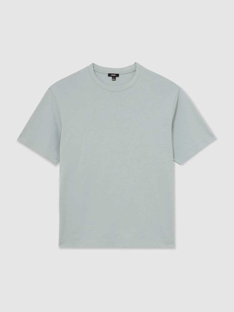 Reiss Light Blue Tate Cotton Relaxed-Fit T-Shirt - Image 2 of 6 Reiss Light Blue Tate Cotton Relaxed-Fit T-Shirt - Image 2 of 6