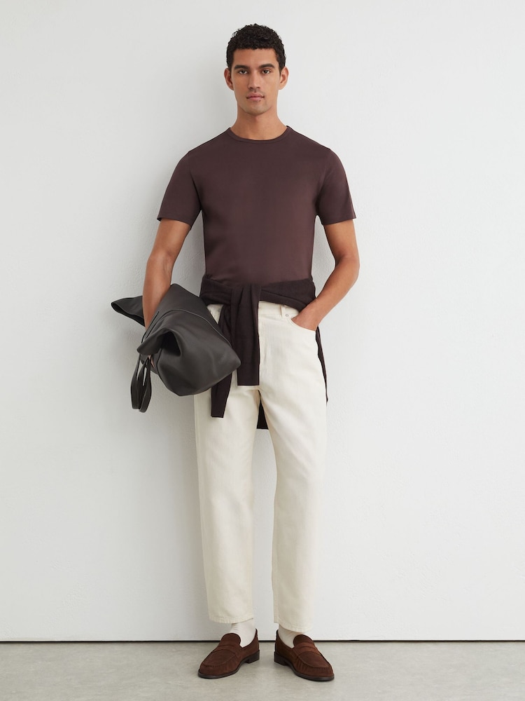 Dunkle Pflaume - Reiss Count Air-Water Baumwoll-T-Shirt in Tailored Fit - Bild 1 von 6
