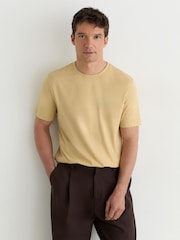 Reiss Golden Yellow Bless Cotton Crew-Neck Tailored-Fit T-Shirt - Image 1 of 6