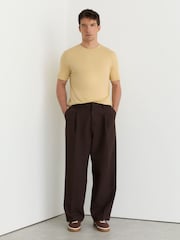 Reiss Golden Yellow Bless Cotton Crew-Neck Tailored-Fit T-Shirt - Image 3 of 6