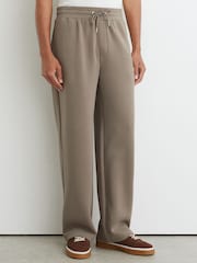 Reiss Mushroom Brown Rivo Premium Interlock Relaxed-Fit Joggers - Image 1 of 5