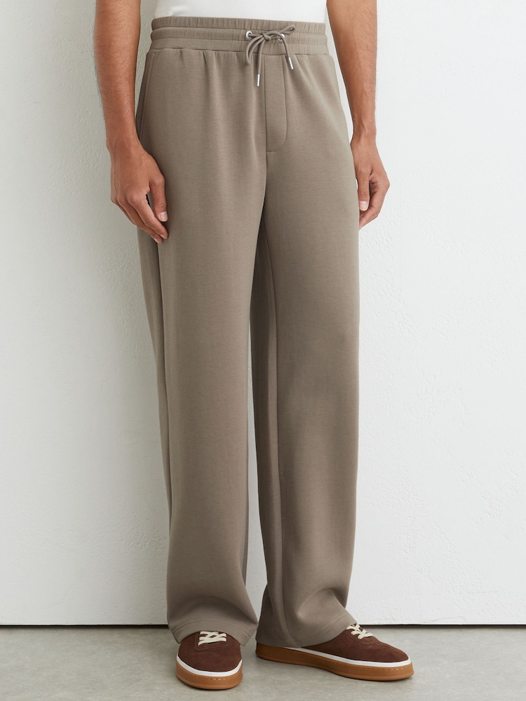 Reiss Mushroom Brown Rivo Premium Interlock Relaxed-Fit Joggers - Image 1 of 5 Reiss Mushroom Brown Rivo Premium Interlock Relaxed-Fit Joggers - Image 1 of 5