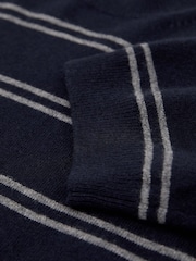 Reiss Navy/Grey Sabrina Wool-Blend Striped Knit Top with Cashmere - Image 5 of 5