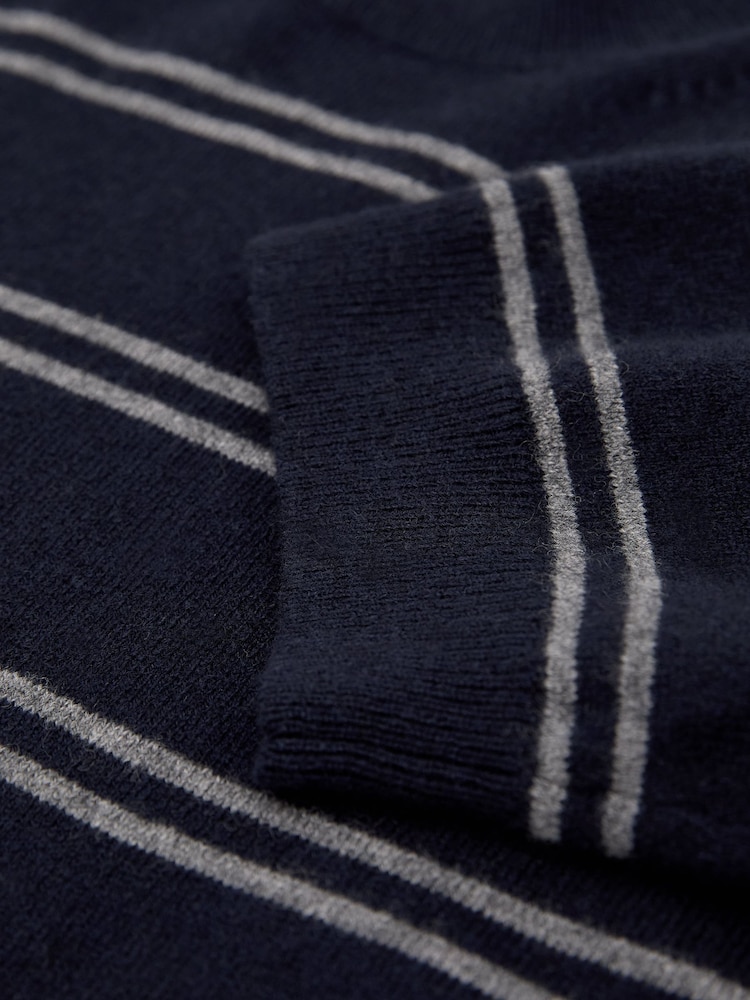 Reiss Navy/Grey Sabrina Wool-Blend Striped Knit Top with Cashmere - Image 5 of 5 Reiss Navy/Grey Sabrina Wool-Blend Striped Knit Top with Cashmere - Image 5 of 5