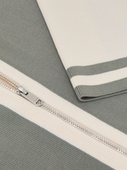 Reiss Sage Green/Ecru Kenley Colour-Block Zip-Through Knit Shirt - Image 6 of 6