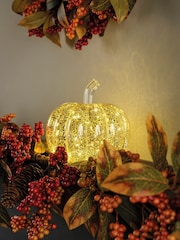 Lumineo Silver Tone Glass LED Autumn Pumpkin Decoration - Image 1 of 2