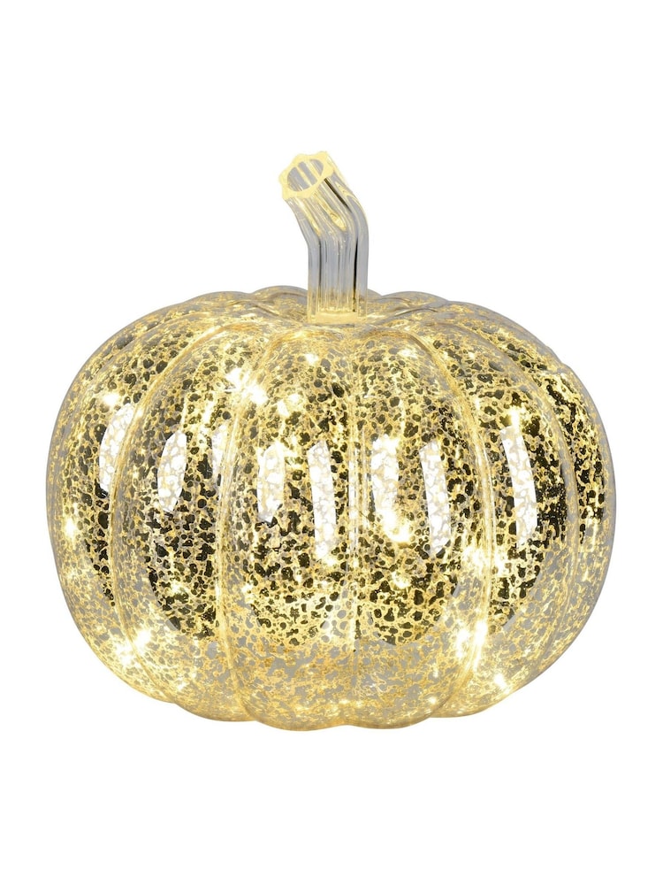 Lumineo Silver Tone Glass LED Autumn Pumpkin Decoration - Image 2 of 2