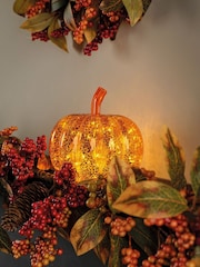 Lumineo Orange Glass LED Autumn Pumpkin Decoration - Image 1 of 2