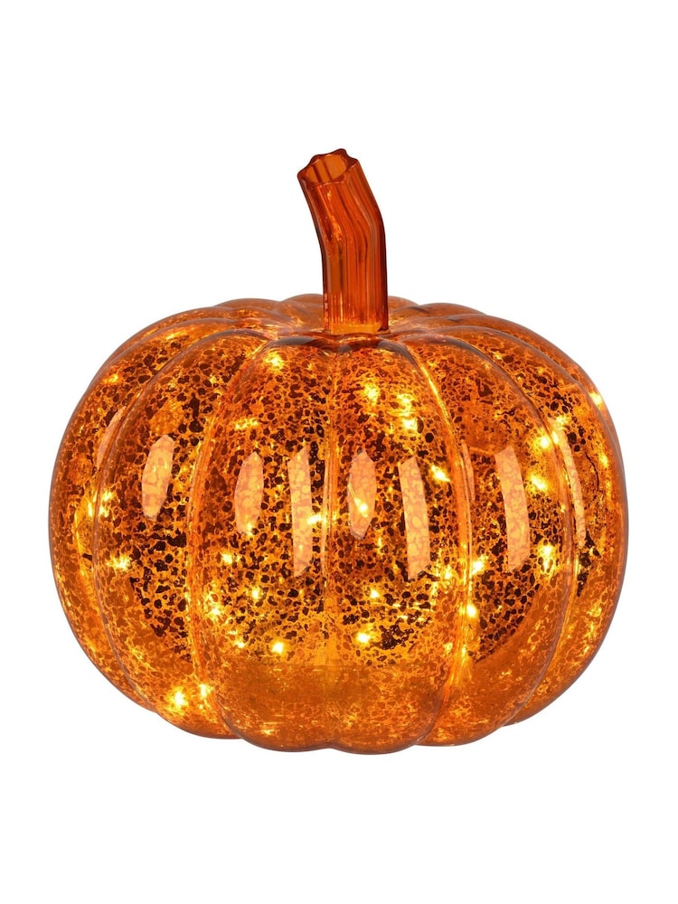 Lumineo Orange Glass LED Autumn Pumpkin Decoration - Image 2 of 2