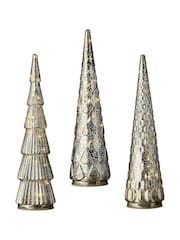Lumineo Set of 3 Silver Tone Glass LED Christmas Tree Decorations - Image 2 of 2