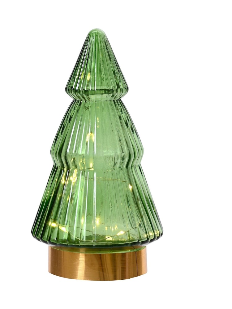 Lumineo Green Glass LED Christmas Tree Decoration - Image 2 of 2