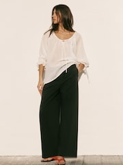 BHOEM Ecru Lace Trim Scoop Neck Blouse - Image 3 of 5