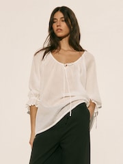BHOEM Ecru Lace Trim Scoop Neck Blouse - Image 5 of 5