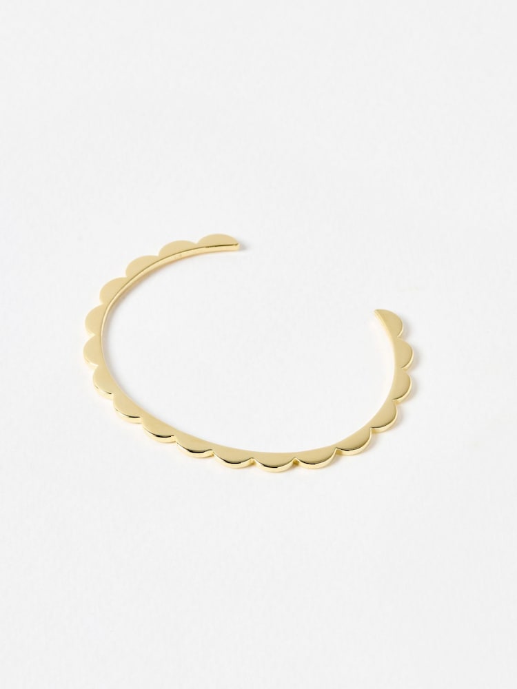 Oliver Bonas Gold Tone Senna Scalloped Flower Bangle - Image 1 of 4