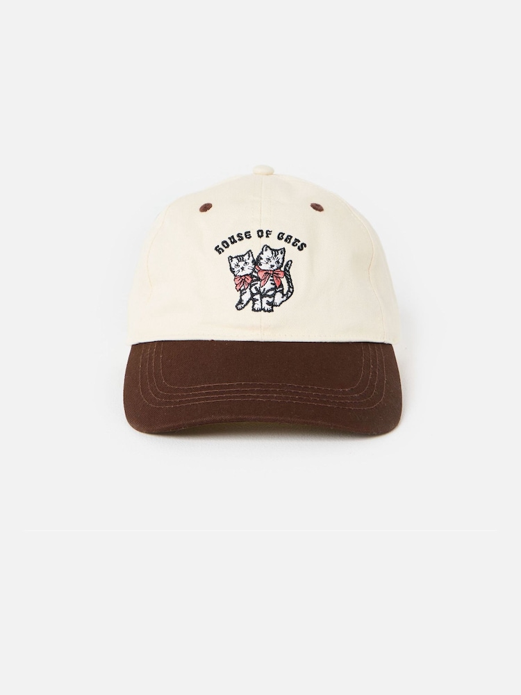 Oliver Bonas Brown House of Cats Cap Hat - Image 1 of 5 Oliver Bonas Brown House of Cats Cap Hat - Image 1 of 5